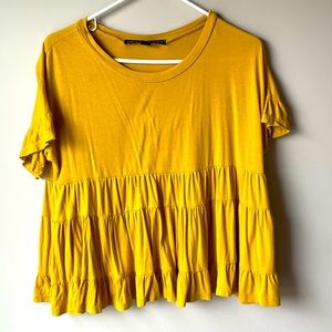 Yellow ruffle crop top